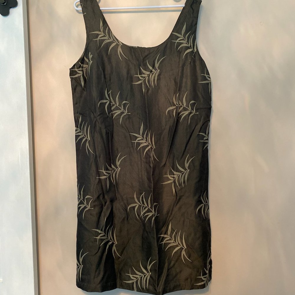 New Silk Greenish Gray "Luau" Sleeveless Dress Size Large